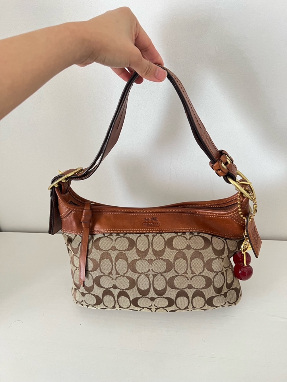 COACH Signature Canvas Shoulder Bag in Brown - Picture 3 of 15